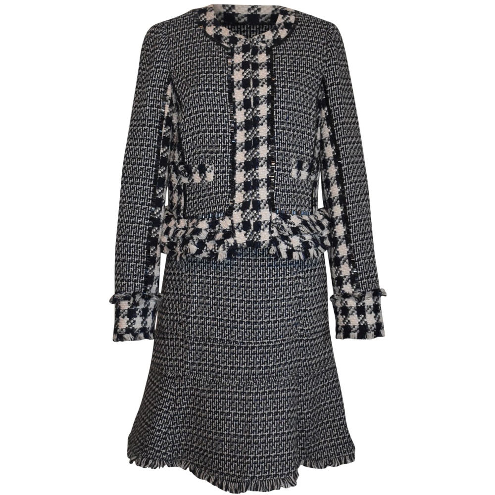 Tory Burch Jayla Houndstooth Tweed Skirt Suit